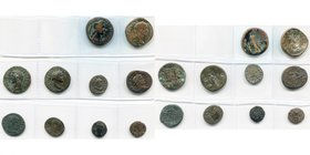 lot de 10 p.: sesterces de Sabine et Sévère Alexandre; as d''Auguste divinisé et de Vespasien; Valérien Ier, antoninien, R/ Jupiter; folles (5) de Max...