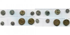 lot de 8 p.: Nerva, denier, R/ Libertas; Hadrien, denier, R/ Asie, et sesterces (2); Marc Aurèle, denier, R/ Roma nicéphore; Egypte, Alexandrie, Tibèr...