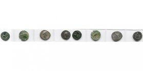 lot de 4 p.: Auguste, quadrans (2), Simpulum et lituus/S-C, T. l. à d./Aigle; Vespasien, denier, 73, R/ L''empereur assis ten. un rameau et un long sc...