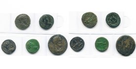 MESIE et THRACE, Septime Sévère (193-211), lot de 5 bronzes: Marcianopolis, R/ Cybèle, Homonoia; Nicopolis, R/ Niké. Pautalia, R/ Apollon; Cilicie, Ta...