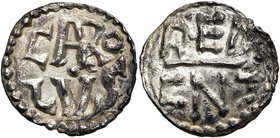 CAROLINGIENS, Charlemagne (768-814), AR denier, 771-793/794, Reims. D/ Dans le champ, CARO/LVS en deux lignes (A et R liés). R/ REM (M barré)/ CIVIT (...