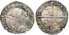 FRANCE, Royaume, Charles VII (1422-1461), AR double gros (plaque), 2e émission (août 1429), Tournai. Frappé sur le pied du cromsteert de Philippe le B...