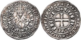 FRANCE, ETATS PONTIFICAUX, Clément VI (1342-1352), (Pierre Roger de Beaufort), AR gros tournois (28 deniers), Pont-de-Sorgues. Au titre du Comtat Vena...