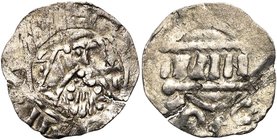 NEDERLAND, HOLLAND, Graafschap, Floris I (1049-1061), AR denarius, Leiden. Vz/ Bb. met lans en kruisscepter van voren. Kz/ Verbasterde legende BVRCH t...