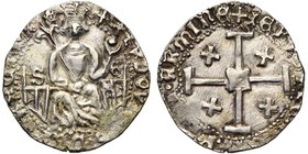 ROYAUME DE CHYPRE, Louis de Savoie (1459-1461), AR gros, Sigouri (?). Type C. D/ LVDOVICVS· DEI· GRACIA· R-E Le roi trônant de f., ten. un sceptre fle...