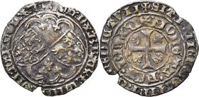 BRABANT, Duché, Jean IV (1415-1427), AR gros (demi-drielander), 1420-1421, Bruxelles. Au titre de comte de Hainaut, de Hollande et de Zélande. D/ Dans...