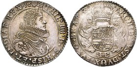 BRABANT, Duché, Philippe IV (1621-1665), AR demi-ducaton, 1633, Anvers. Premier type. D/ B. cuirassé à d., une grande fraise au col. R/ Ecu couronné, ...