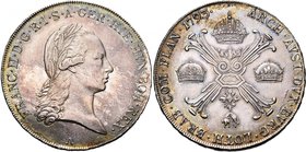 BRABANT, Duché, François II (1792-1797), AR couronne, 1793A, Vienne. Type brabançon. D/ T. l. à d. R/ Croix de Bourgogne entre trois couronnes, ornée ...