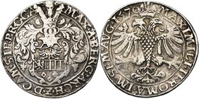 CAMBRAI, Archevêché, Maximilien de Berghes (1559-1570), AR écu (daldre), 1570. Au titre de Maximilien II. D/ Ecu de Berghes sous un heaume. R/ Aigle i...