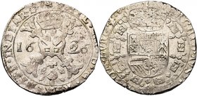 FRANCHE-COMTE, Philippe IV (1621-1665), AR patagon, 1626, Dole. Différent: rosace. D/ Croix de Bourgogne sous une couronne, portant le bijou de la Toi...