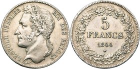 BELGIQUE, Royaume, Léopold Ier (1831-1865), AR 5 francs, 1844. Pos. A. Bogaert 206A. Rare.

Très Beau / Very Fine