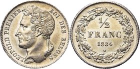 BELGIQUE, Royaume, Léopold Ier (1831-1865), AR 1/2 franc, 1834. Dupriez 94.

Superbe / Extremely Fine