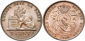 BELGIQUE, Royaume, Léopold Ier (1831-1865), Cu 2 centimes, 1844. BRAEMT F. avec point. Bogaert 218A.

Superbe / Extremely Fine