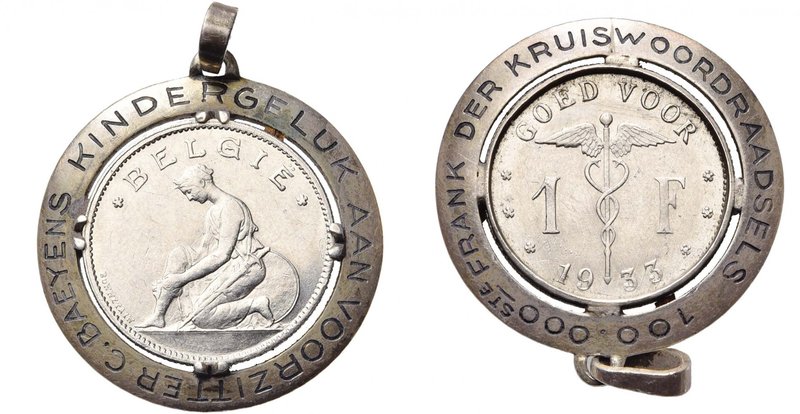 BELGIQUE, Royaume, Albert Ier (1909-1934), nickel 1 frank, 1933NL. Dupriez 2504....