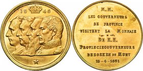 BELGIQUE, Royaume, Régence du prince Charles (1944-1950), médaille, 1948, Rau. Visite des gouverneurs de province à la Monnaie. Au type de la p. de 10...