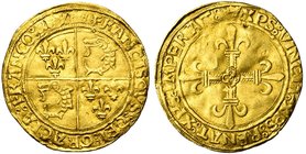FRANCE, Royaume, François Ier (1515-1547), AV écu d''or au soleil du Dauphiné, 1e et 3e émissions (jusqu''en 1528), point 1er, Crémieu. 1er type. D/ C...