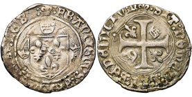 FRANCE, Royaume, François Ier (1515-1547), AR grand blanc à la couronne, s.d., point 17e, Tarascon. D/ Ecu de France entre trois couronnelles, dans un...