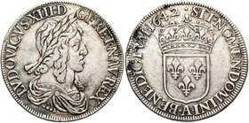 FRANCE, Royaume, Louis XIII (1610-1643), AR écu de 60 sols, 1642A, Paris. Deuxième poinçon. Point initial (Monnaie du Louvre). D/ B. l., dr. et cuir. ...