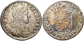 FRANCE, Royaume, Louis XIV (1643-1715), AR douzième d''écu du Dauphiné au buste juvénile, 1660Z, Grenoble. D/ B. l. et dr. à d. R/ Ecu couronné, écart...