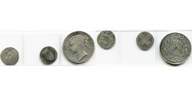 GRANDE-BRETAGNE, lot de 3 p. en argent: Charles II (1660-1685), fourpence, s.d.; George II, shilling, 1746, type Lima; Victoria, couronne, 1844. S. 33...