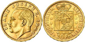 LIECHTENSTEIN, Franz Joseph II (1938-1990), AV 20 Franken, 1946B. Fr. 17. Fines griffes.

Superbe / Extremely Fine