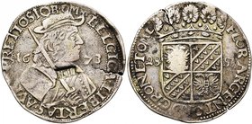 NEDERLAND, GRONINGEN EN OMMELANDEN, Provincie, AR florijn van 28 stuiver, 1673. Met klop HOL (1693). Vz/ Bb. n.r., met hoed en geschouderd zwaard, tus...