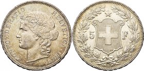 SUISSE, Confédération helvétique, AR 5 francs, 1889B, Berne. Divo 112; Dav. 392.

Très Beau / Very Fine