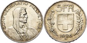 SUISSE, Confédération helvétique, AR 5 francs, 1926B, Berne. Divo 368; Dav. 394.

Superbe / Extremely Fine