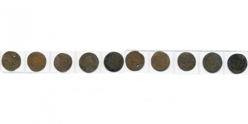 PAYS-BAS MERIDIONAUX, lot de 5 jetons de Charles Quint: 1543, Tranquillité dans ...