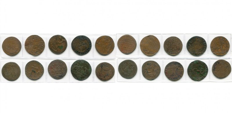 PAYS-BAS SEPTENTRIONAUX, lot de 10 jetons en cuivre: 1590, Prise de Breda ; 1591...