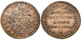 PAYS-BAS MERIDIONAUX, Cu jeton, 1657. Jean Vanden Hecke, trésorier de Bruxelles. D/ Son écu heaumé. R/ Inscription en quatre lignes dans une couronne....