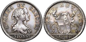 SAINT EMPIRE, AR médaille, 1744, Donner. Mariage de Charles de Lorraine et de l''archiduchesse Marie-Anne. D/ B. accolés des époux à d. R/ NEXU ANTIQU...