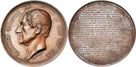 BELGIQUE, AE médaille, 1856, L. Wiener. 25e anniversaire de l''inauguration du roi. D/ T. de Léopold Ier à g. R/ Texte en 25 lignes de la lettre adres...
