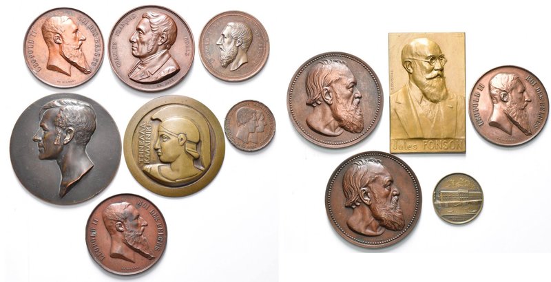 BELGIQUE, lot de 12 médailles en bronze, dont: 1864, Charles François Roels; 188...