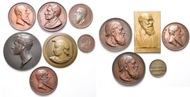 BELGIQUE, lot de 12 médailles en bronze, dont: 1864, Charles François Roels; 1880, Exposition nationale (3); 1881, Henri Conscience (2); 1918, Jean de...
