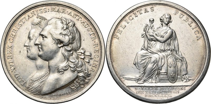 FRANCE, AR médaille, 1781, Duvivier. Naissance du Dauphin le 22 octobre 1781. D/...