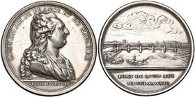 FRANCE, AR médaille, 1788, Duvivier. Construction du pont Louis XVI à Paris. D/ B. du roi à d. R/ Vue du pont et d''un coche d''eau sur la Seine. Nocq...
