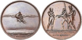 FRANCE, AE médaille, 1815, Brenet/Andrieu. Marche sur Paris. D/ Un aigle couronné ten. la décoration de la Légion d''honneur dans le bec, volant de f....