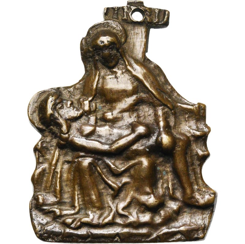 ITALIE, AE plaquette, fin du 15e siècle, Maître de la région des Marches. Pietà....