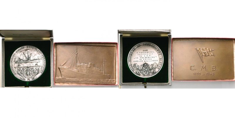 lot de 2 médailles de marine: Congo belge, 1945, G. Fischweiler, Cinquantenaire ...