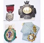 GRANDE-BRETAGNE, lot de 4 décorations maçonniques: Ordre du Phénix de la Turner of Preston Lodge, insigne de la Prince Regent Lodge, Ordre des Buffalo...