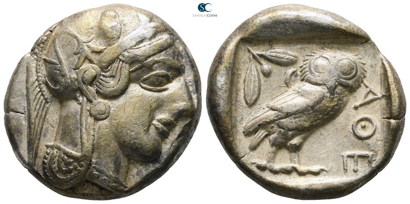 Attica. Athens circa 454-404 BC. 
Tetradrachm AR

25mm., 17,05g.

Head of A...