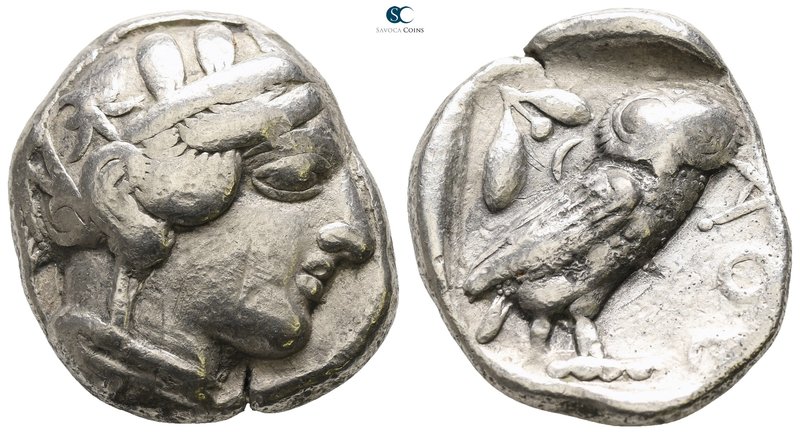Attica. Athens circa 454-404 BC. 
Tetradrachm AR

25mm., 17,12g.

Head of A...