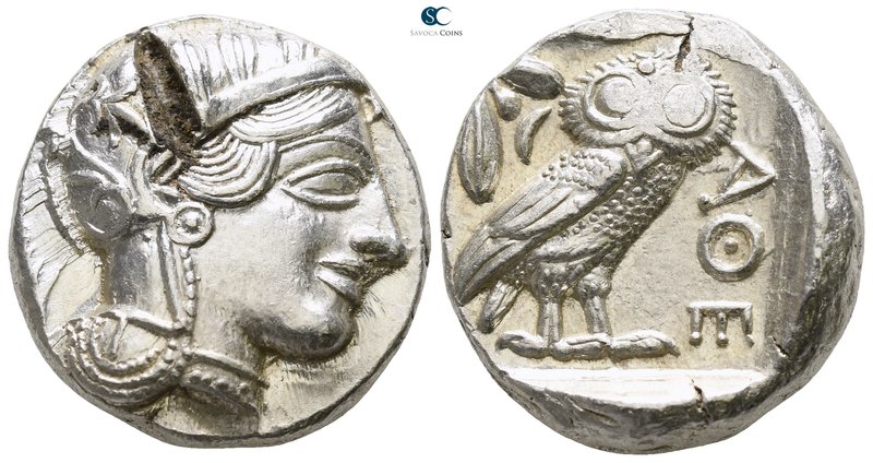Attica. Athens circa 454-404 BC. 
Tetradrachm AR

24mm., 17,24g.

Head of A...