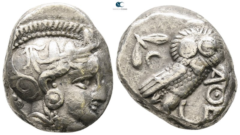 Attica. Athens circa 353-294 BC. 
Tetradrachm AR

24mm., 18,50g.

Helmeted ...