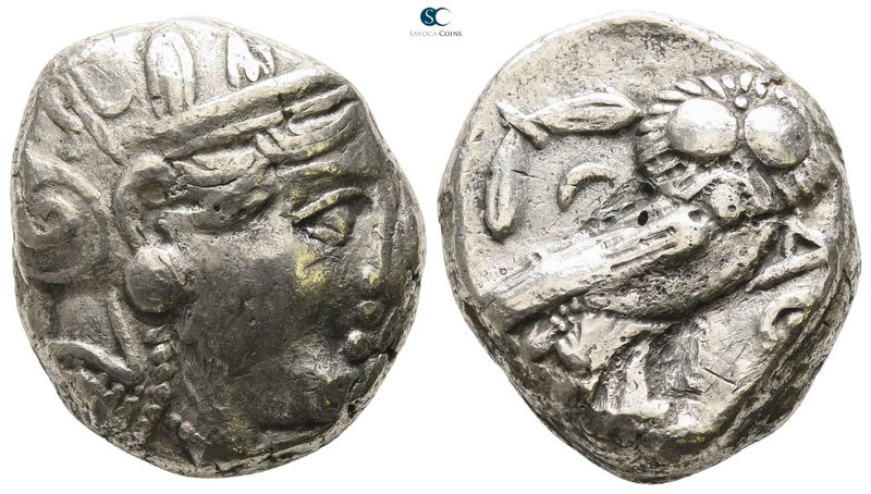 Attica. Athens circa 353-294 BC. 
Tetradrachm AR

22mm., 17,39g.

Helmeted ...
