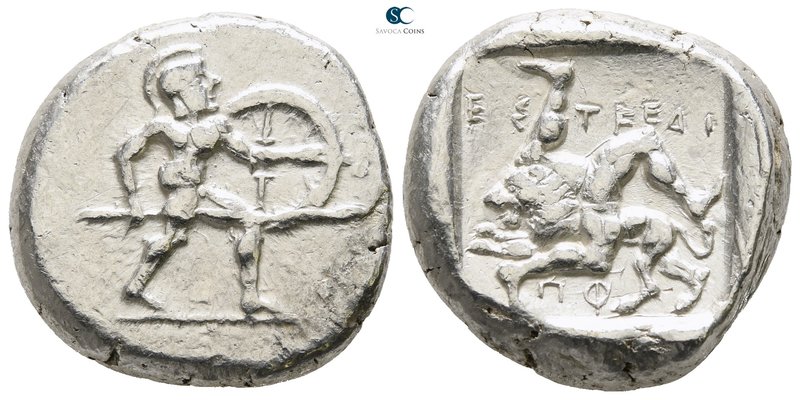 Pamphylia. Aspendos circa 465-440 BC. 
Stater AR

20mm., 11,00g.

Warrior a...
