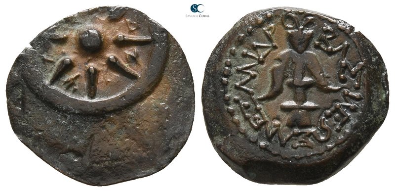 Judaea. Jerusalem. Alexander Jannaeus 104-76 BCE. 
Prutah Æ

15mm., 1,83g.
...