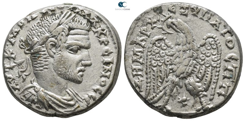 Seleucis and Pieria. Laodicea ad Mare. Macrinus AD 217-218. 
Billon-Tetradrachm...