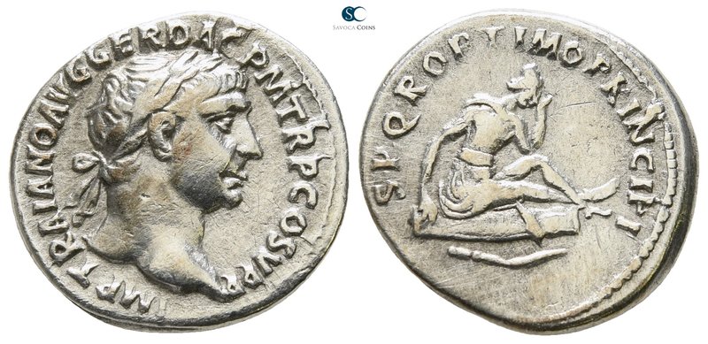 Trajan AD 98-117. Struck AD 103-107. Rome
Denarius AR

18mm., 3,01g.

IMP T...